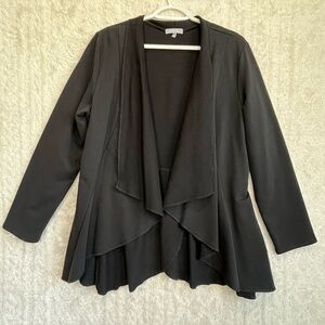 Habitat Black Shawl Collar Waterfall Open Cardigan Sz L Classic Basic Lagenlook